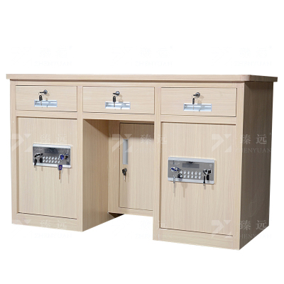 臻远 BXZ-03 钢制保险桌可投币收银财务桌1.2m白木纹双电子锁