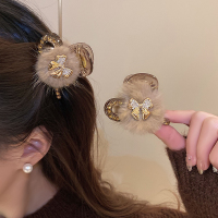 韩版气质水钻毛毛抓夹小号发夹半扎发秋冬女发量少鲨鱼夹发卡头饰送女朋友老婆情人节七夕生日礼物
