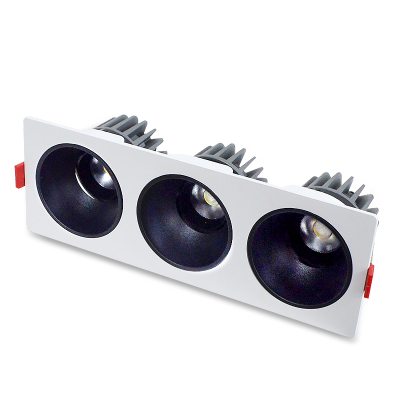 LED射灯 防眩光 嵌入式 白架+黑杯-三头12W*3中性光