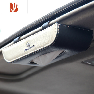 三维工匠奔驰GLC/GLA/GLB或C/E/S/A级汽车抽纸盒汽车内饰用品 黑米双色-挂式(奔驰) 送抽纸1包