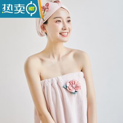 敬平干发帽女吸水非双层加厚网红款浴帽擦洗头发毛巾浴巾冒 干发帽:藕粉花儿