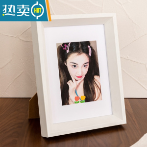 敬平简约实木相框摆台6寸7寸8寸挂墙框架可定制打印洗照片做成相框墙 白色 方5寸[挂摆两用]内径12.7*12.7