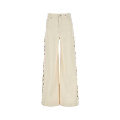 Chloe纯棉麻阔腿牛仔裤女宽松显瘦直筒徽标五口袋百搭休闲长裤