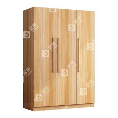 居将 JJ4022321 简约木质衣柜衣服收纳柜 浅胡桃色三门