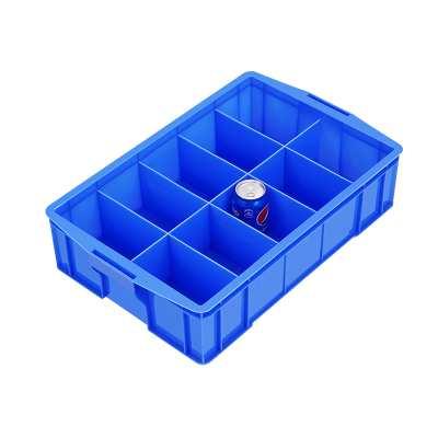 易企采 大10格-蓝色零件盒分格箱长方形塑料盒分隔式周转箱多格箱螺丝盒分类盒收纳盒