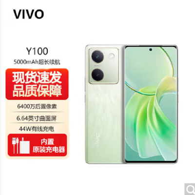 vivo Y100 琉云青 12GB+256GB 骁龙695 5G芯 5000mAh电池 44W充电 6400万OIS光学防抖 44W超快闪充 5G 快充 拍照 手机