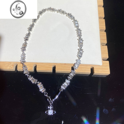 JiMi西太后个性不规则项链女轻奢小众设计高级感冷淡风字母方牌锁骨链