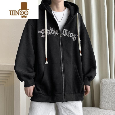 YANXU美式开衫卫衣男潮牌拉链连帽夹克外套oversize秋装新款