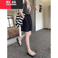 YIBUSHENG大码高腰休闲裤女季直筒阔腿山本短裤胖MM小众宽松显瘦五分裤子