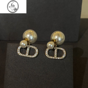 JiMi顶楼千金◆法式气质双面珍珠耳环精致复古时尚轻奢高级感耳钉镶钻 一对