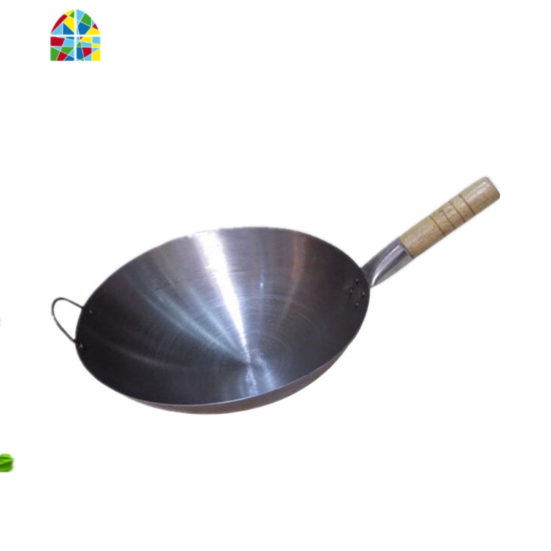 木柄老式皮锅家用酒店熟涂层圆底锅尖底锅炒锅熟锅盖 FENGHOU 34口径锅1.5mm厚度代开锅锅盖
