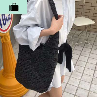 ins风大容量单肩斜挎度假风镂空包包女手工编织包编包水桶包NEW LAKE女斜挎包