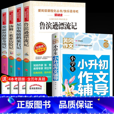 [全5册]六年级下册书目+小升初作文辅导 [正版]全套4册 鲁滨逊漂流记原着完整版六年级下册必读书目快乐读书吧课外书爱丽