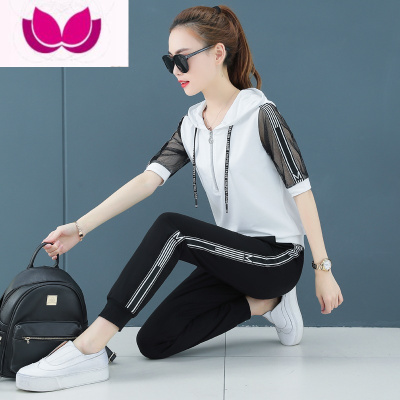 七斓运动服套装女夏季2023年新款时尚气质短袖夏天休闲卫衣套