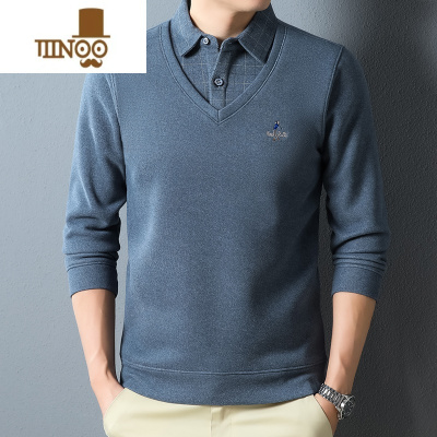 YANXU爸爸毛衣加绒加厚打底衫中老年男士假俩件上装宽松保暖款