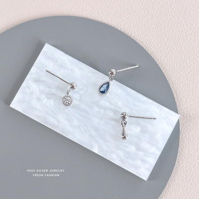 [一滴眼泪]s925纯银水滴锆石耳坠女韩版时尚简约百搭耳钉批发送女朋友老婆情人节七夕生日礼物
