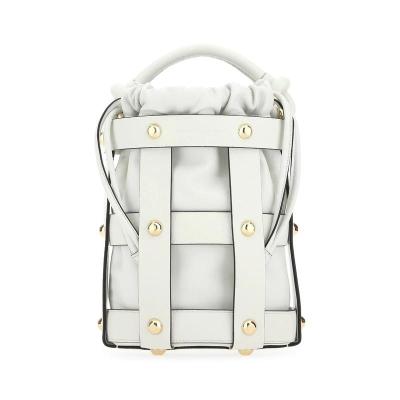 Salvatore Ferragamo女士真皮织物拼接连帽桶包大容量百搭休闲双肩包