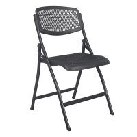 易企采 办公折叠椅黑色(加强版)简易镂空椅子靠背椅塑料折叠椅子商务培训椅会议椅办公洽谈培训椅子