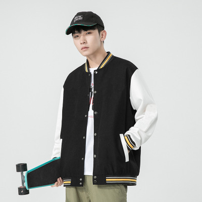 棒球服春秋季新款港风潮牌纯色男士夹克宽松休闲外套工厂直销