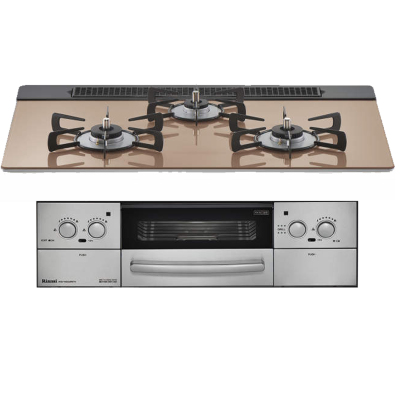 日本原装进口RINNAI/林内燃气灶LISSE嵌入式烤箱灶粉色RHS71W32L22RASTW-13A天然气75cm