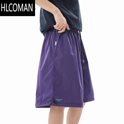 HLCOMAN“紫气东来 速干短裤男女夏季潮机能痞帅vibe薄款休闲运动五分裤