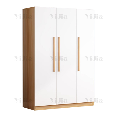 翌嘉 YJ4022327 简约木质衣柜三门衣柜衣服收纳柜 浅胡桃白门1200*500*1800mm