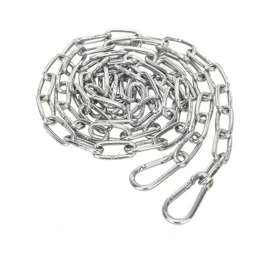 迅众 304不锈钢晾衣绳室外防滑链条晒衣绳防风凉衣绳子铁链挂钩钢丝绳3mm3米两个弹簧扣