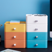[高品质]壹志抽屉式桌面收纳盒塑料文具整理盒宿舍学生ins书桌上办公室杂物架 创意化妆品置物架