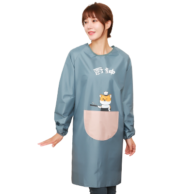 围裙女长袖防水防油家用厨房工作服罩衣大人做饭家务围腰