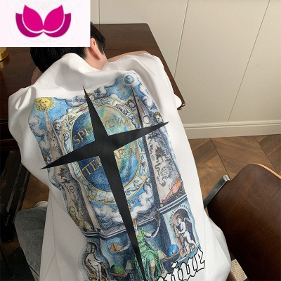 七斓美式复古短袖t恤男款夏季体恤欧美高街五分半袖