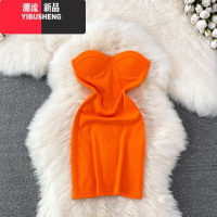 YIBUSHENG2024季新款欧洲站辣妹性感露背无袖抹胸修身显瘦短款包臀连衣裙