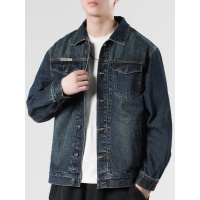 新款复古百搭牛仔外套男宽松潮牌大码春秋男装工装夹克牛仔衣