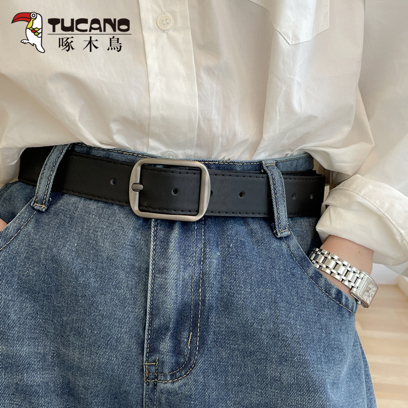 啄木鸟简约高级感男女通用韩版新款百搭牛仔裤装饰皮带学生裤腰带