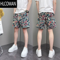 HLCOMAN夏季薄款时尚设计涂鸦青年男士宽松休闲沙滩裤痞帅高级五分短裤男