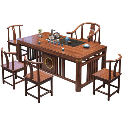 晋舰 茶台茶具套装一体禅意茶几茶桌椅组合泡茶台1.6明月桌+围椅+4月牙