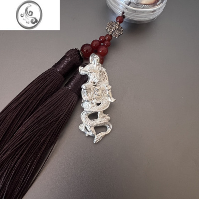 JiMiS990银银包牙银套装狼狗牙防裂保护镶嵌狼牙项链吊坠配件牙尖套银