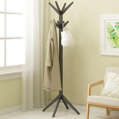 森美人简易衣帽架实木卧室挂衣架子简约现代置物衣服收纳落地家用