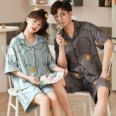 南极人短袖睡衣情侣夏季纯棉韩版休闲家居服男女短裤春夏宽松套装