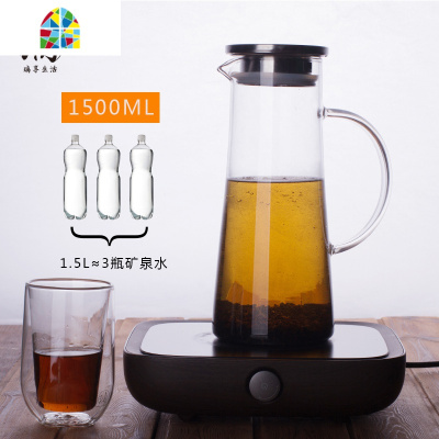 家用加厚防爆凉水壶可高温可加热冷水壶大容量玻璃凉水杯套装 FENGHOU 单壶1900ml