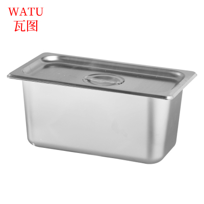 瓦图 不锈钢1/2份数盆带盖 自助餐保温台方盆 33*26.5*20cm 1个装