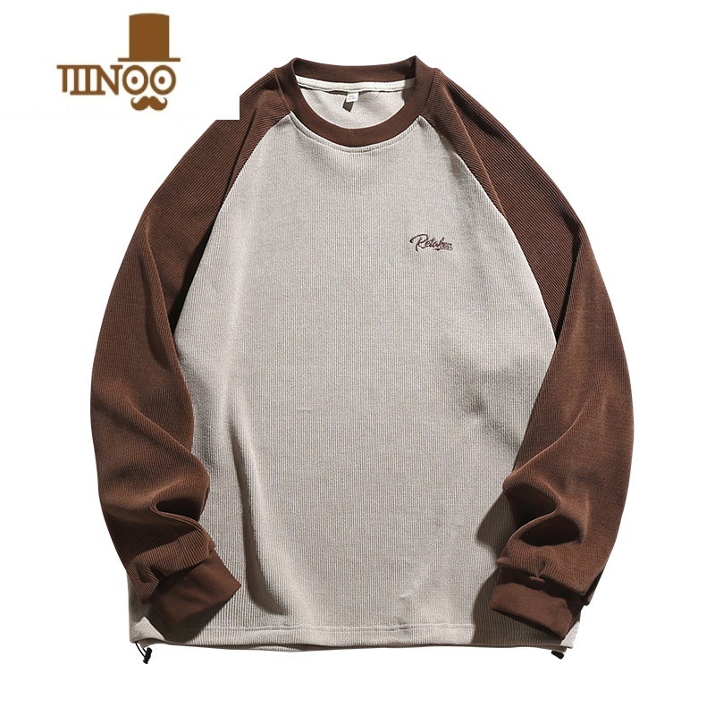 YANXU380g卫衣男2023复古潮牌美式欧棉绒宽松情侣插肩袖外套