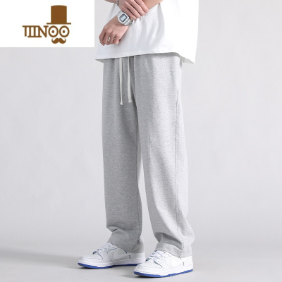 YANXU休闲长裤男薄款垂感宽松运动裤子直筒裤灰色潮牌夏季男士卫裤