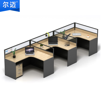 尔迈 屏风隔断办公桌椅组合 职员桌员工桌电脑桌办公桌组合卡位办公员工位 F型 三人位左边 标准