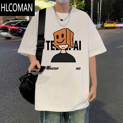 HLCOMAN宽松港风短袖T恤男夏季2025新款ins潮牌男装美式高街半袖体恤