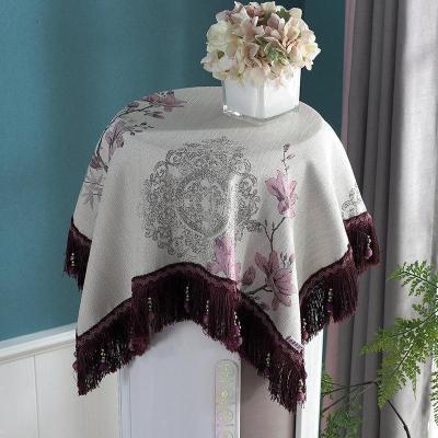 欧式空调套罩盖布方巾开机不取防尘布新中式圆柱空调立式柜机家用 芳华紫色 90*90cm(尺寸基本通用包含吊穗尺寸在内)