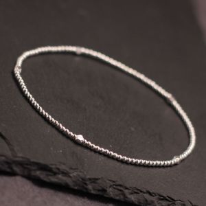 原创设计纯银脚链复古银饰个性饰品学生简约银珠碎银几两弹性脚饰送女朋友老婆情人节七夕生日礼物