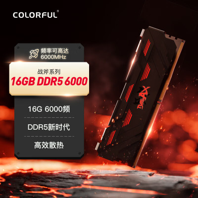 七彩虹DDR5 16G 6000MHz台式内存条战斧马甲条赤焰系列黑色马甲内存16G 6000HZ DDR5高频率内存
