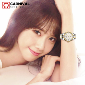 瑞士嘉年华Carnival瑞士手表全自动机械表 女士防水潮流手表学生金属钢带腕表休闲时尚皮带女表女神表清新秀气8830