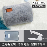 [高品质]壹志安全防爆充电式热水袋暖水袋煖宝宝暖宫暖腹热敷肚子暖手宝可爱毛绒可拆洗女生已注水电暖袋水电分离符合标准 黑色