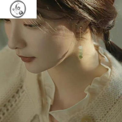 JiMi复古渐变和田耳钉耳环女汉服古风新中式旗袍饰品无耳洞蚊香盘耳夹